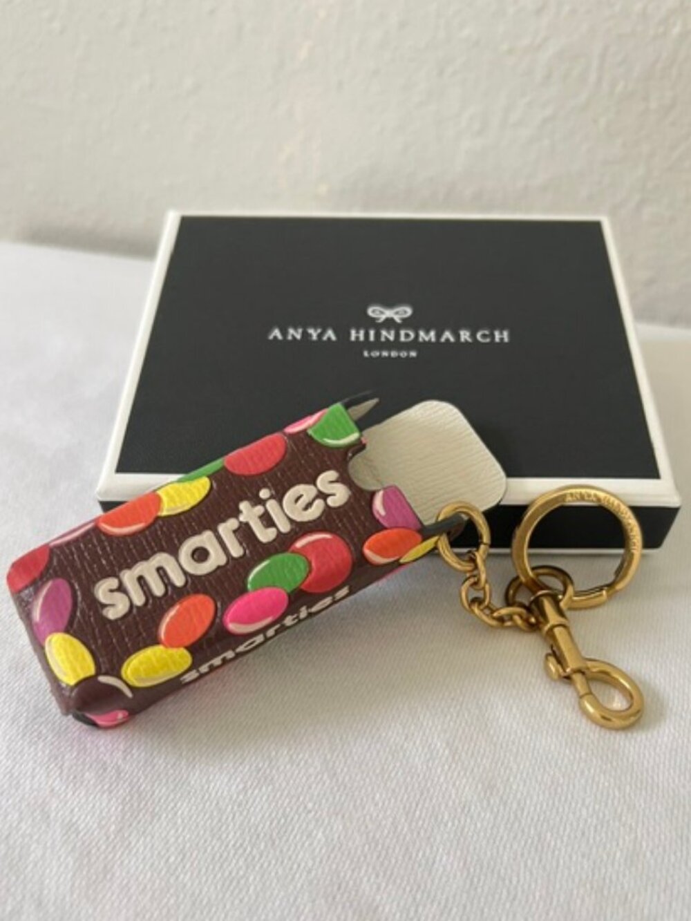 Anya Hindmarch Keychain Key Ring Smarties Candy Charm Rare Designer Piece W/Box